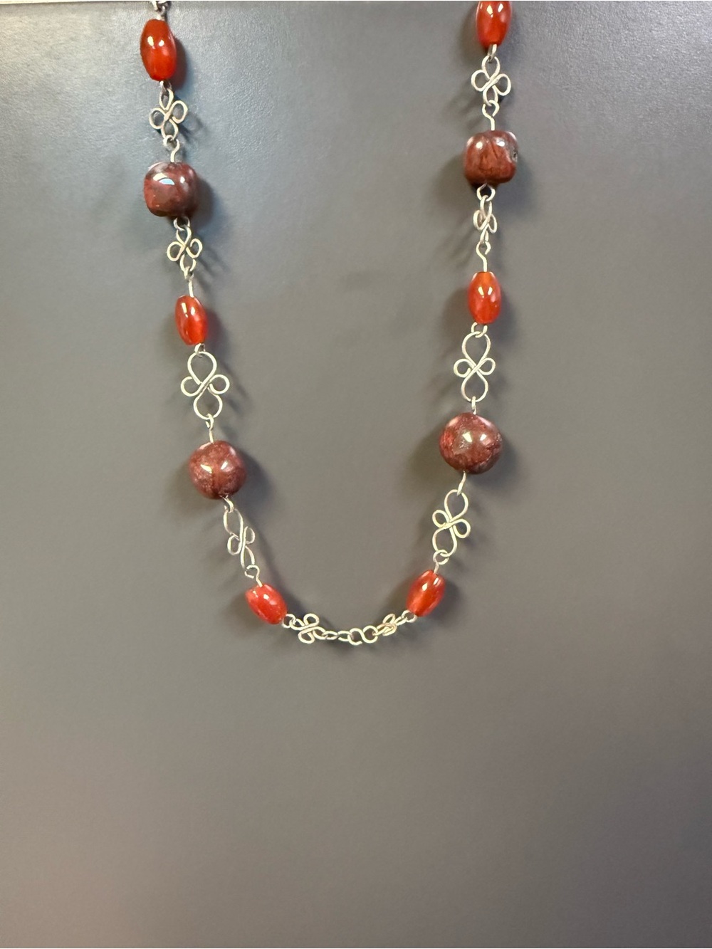 Carnelian & Jasper 21” Chain Necklace